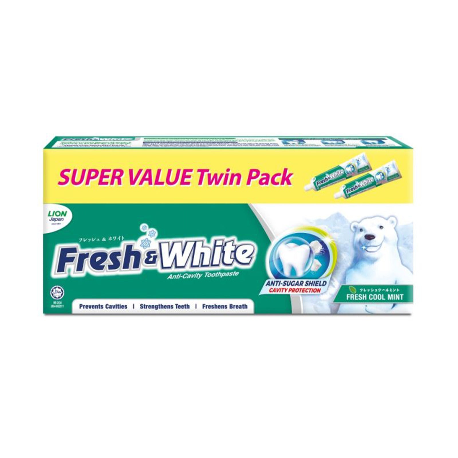 Fresh & White Fresh Cool Mint Twin Pack 225g