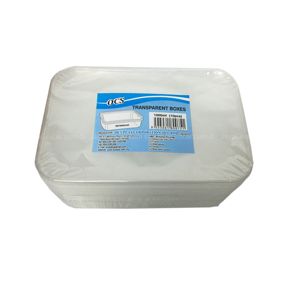 Ocean Plastic Polypropylene Box Rectangular Clear 1L x 10