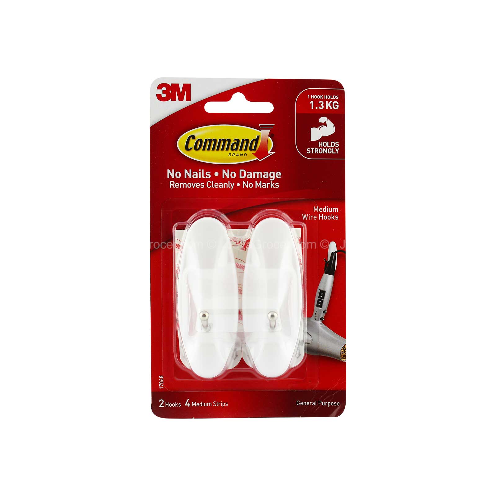 Command Wire Hook (Medium) 2Hooks + 4 Strips 1pack