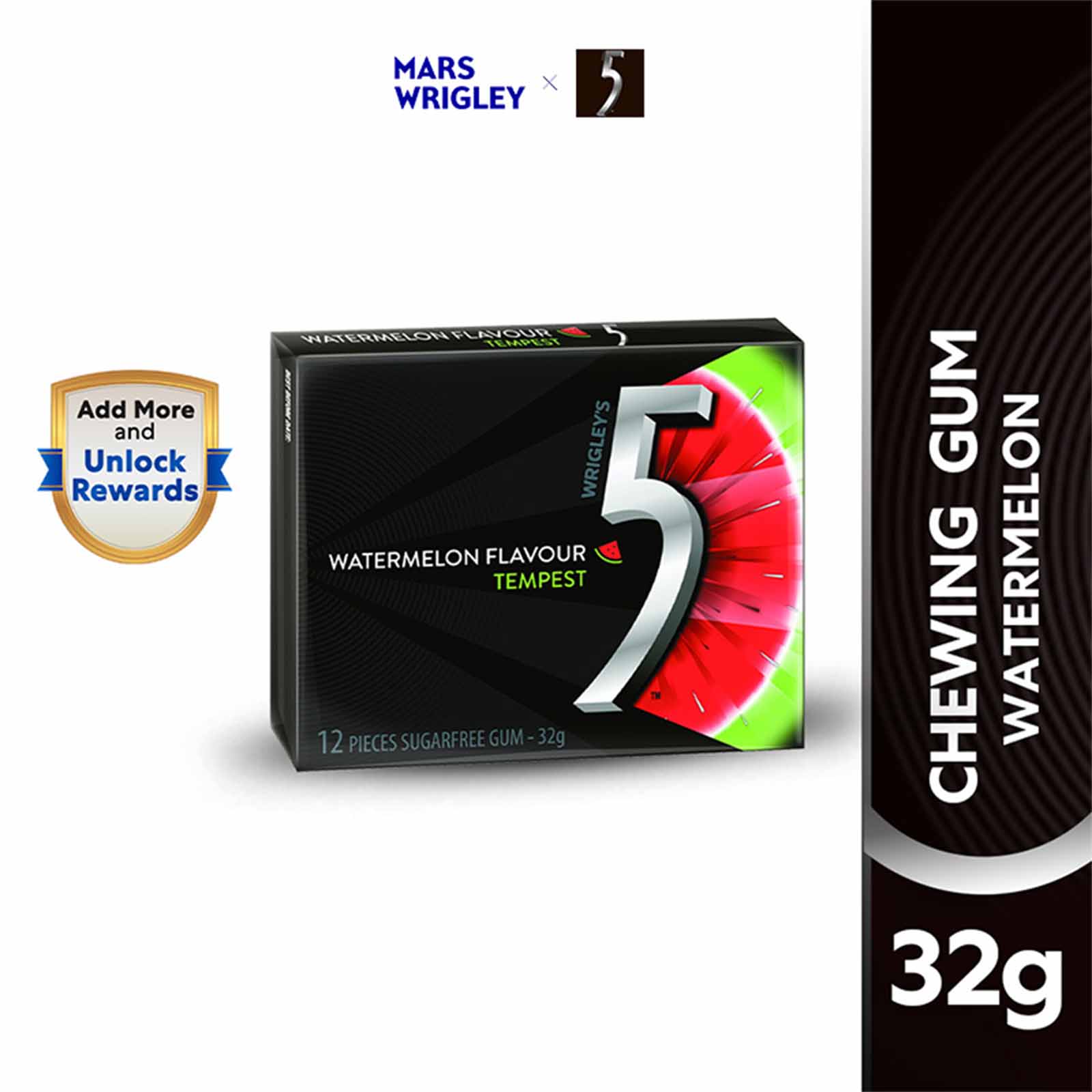 5 Gum Watermelon Tempest Sugar Free Gum 12 pcs/pack