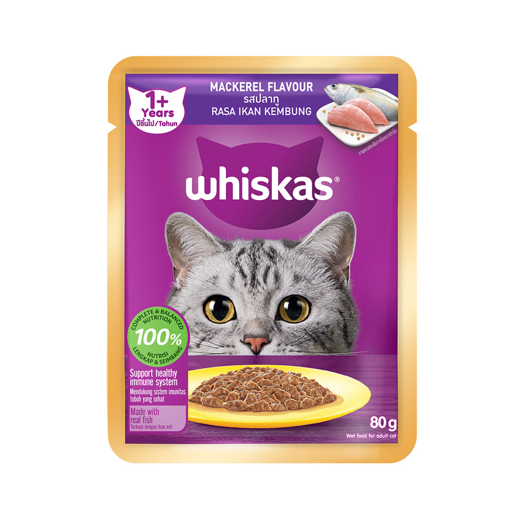Whiskas Pouch Real Fish Salmon Mackerel 80g