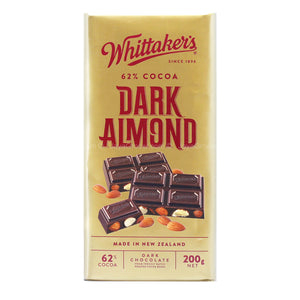 Whittakers Dark Almond Dark Chocolate Block 200g