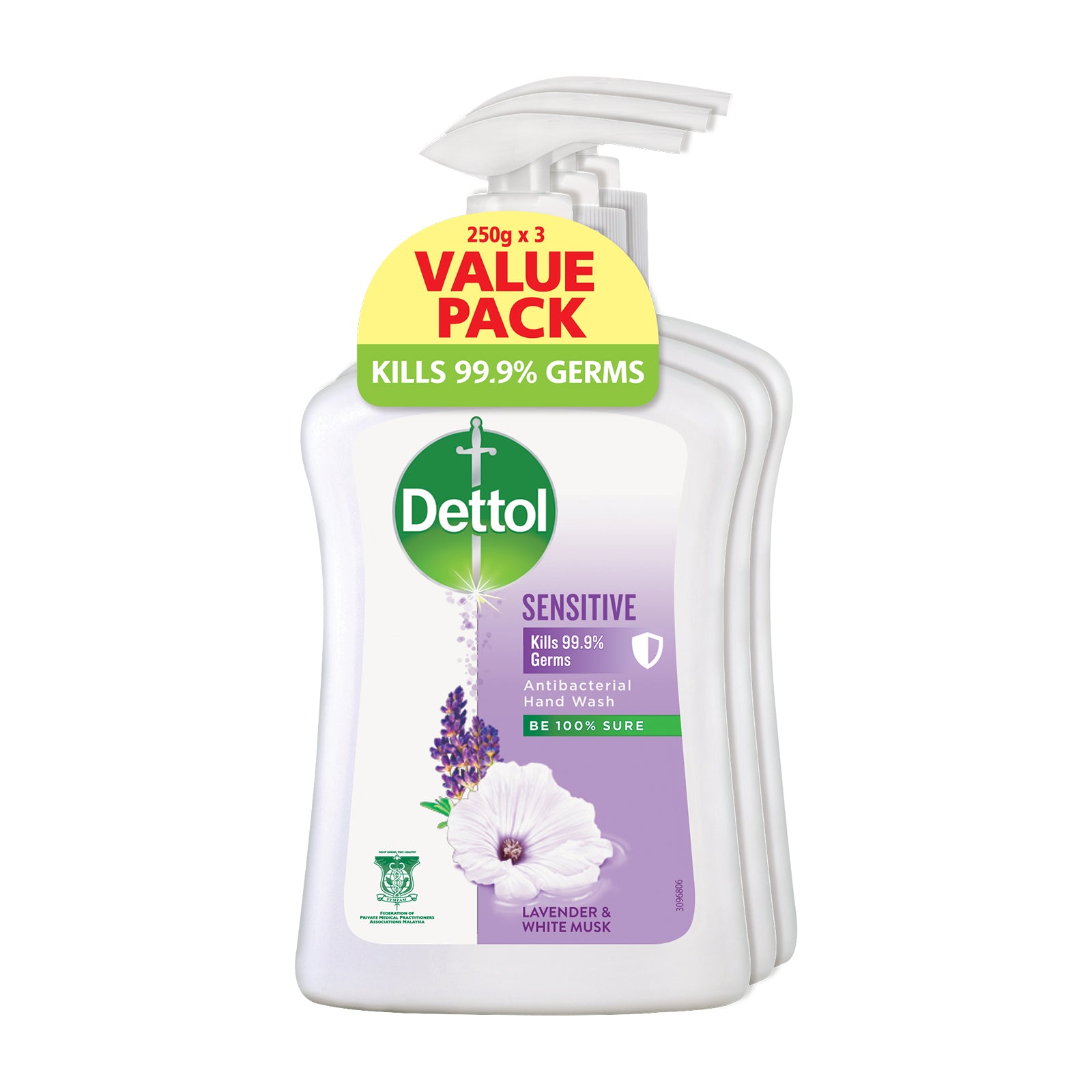 Dettol Liquid Handwash Sensitive Value Pack 250ml x 3