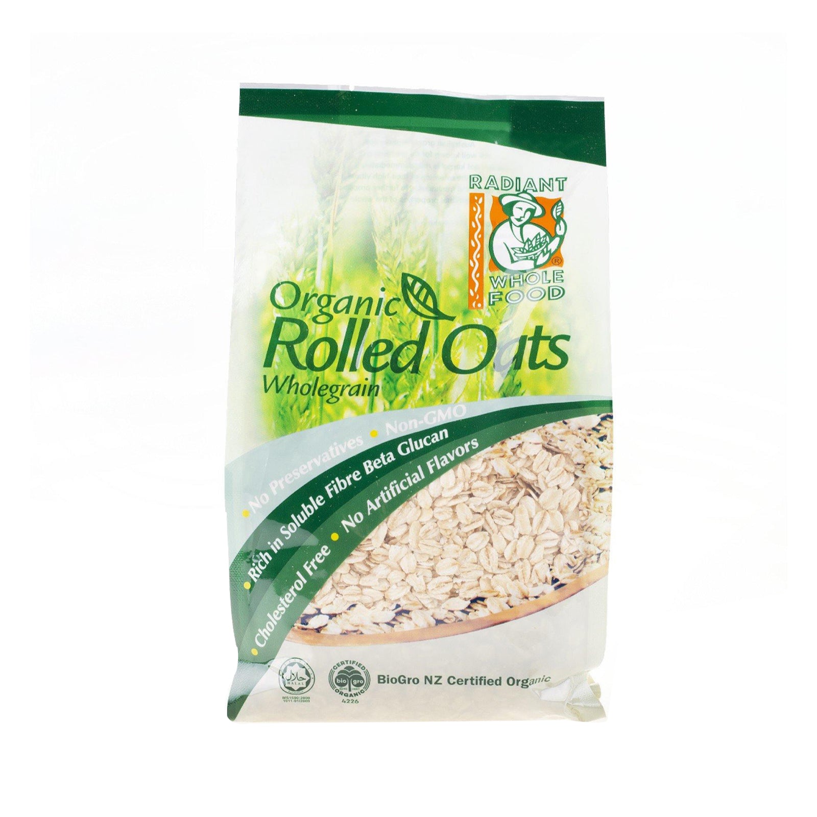 Radiant Whole Food Organic Rolled Oats Wholegrain 500g