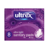 Ultrex Ultra Night Sanitary Pads with Ultra Fit Wings 8pcs