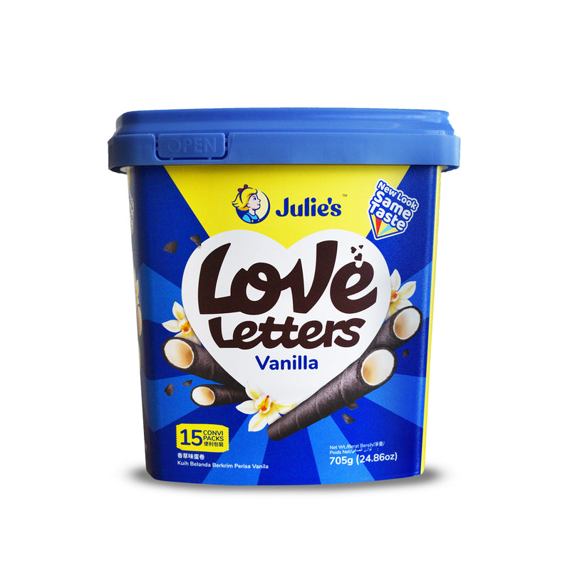 Julie's Love Letter Biscuit Wafers with Vanilla Cream (Tub) 705g