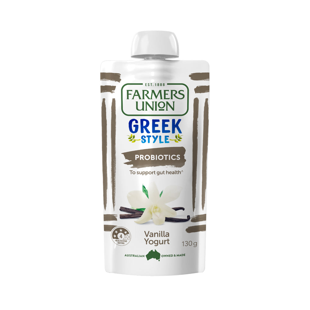 FARMERS UNION GREEK POUCH VANILLA 130G