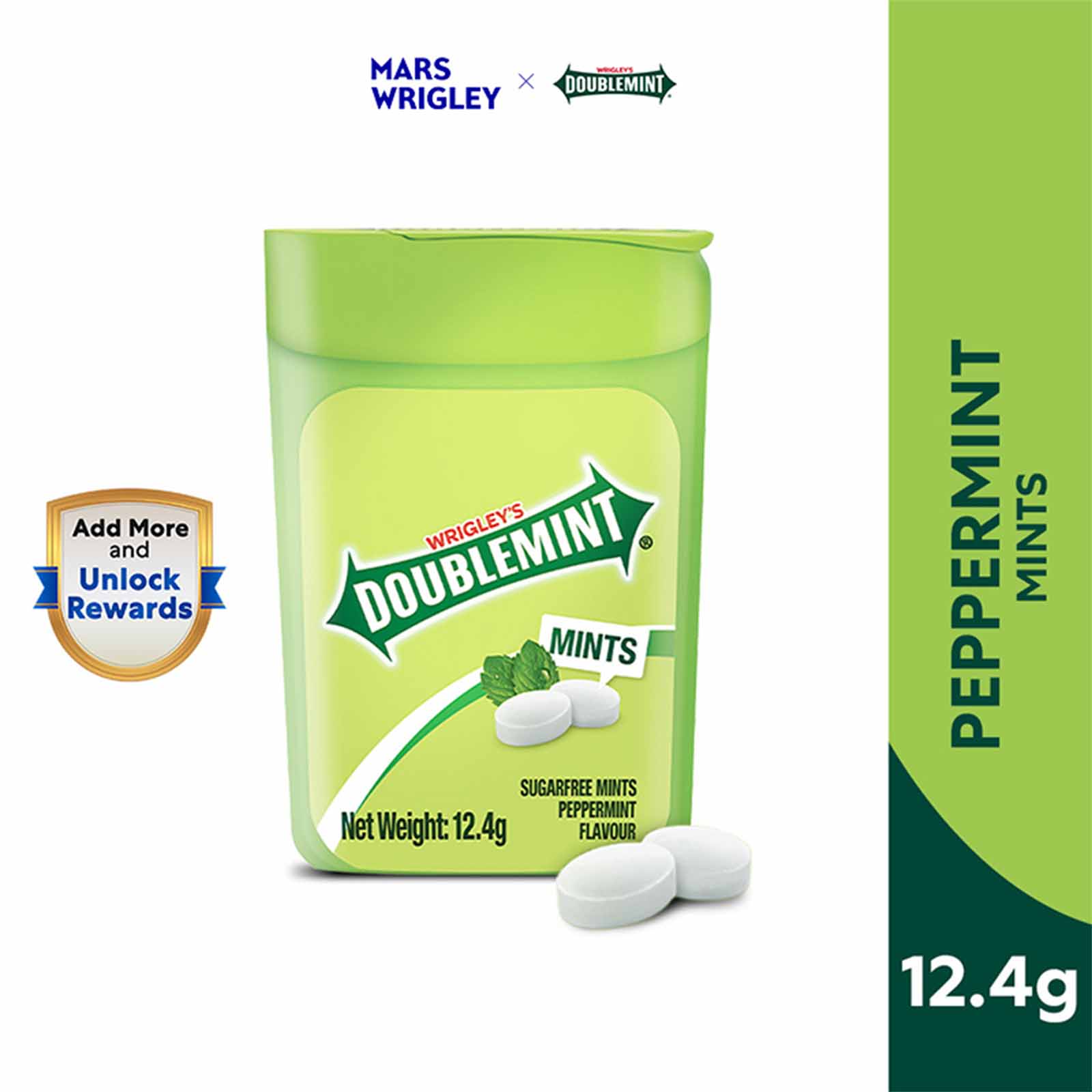 Wrigley's Doublemint Peppermint Flavour Sugar Free Mint 12.4g