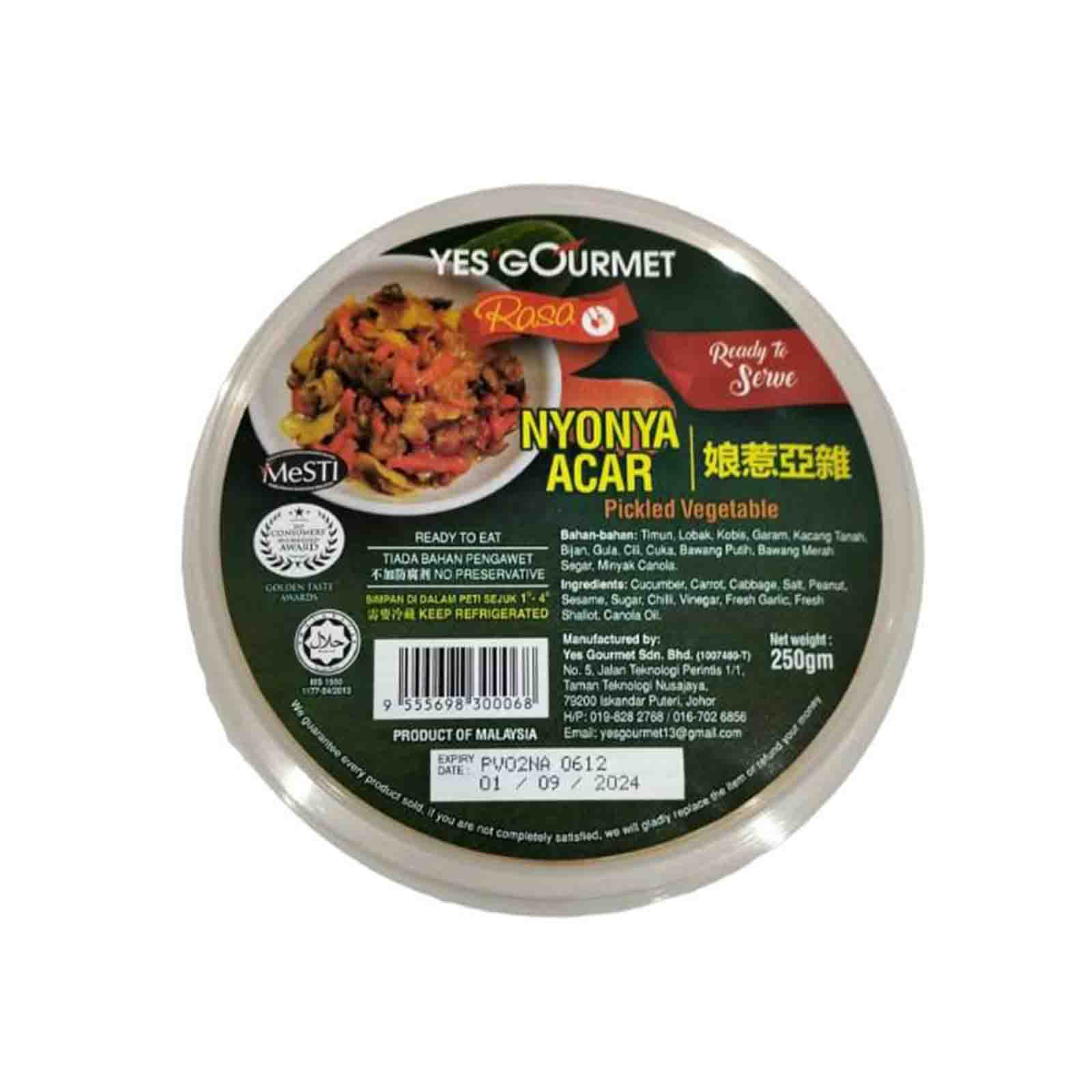 YES GOURMET NYONYA ACAR 250G*1