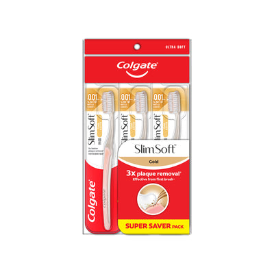 Colgate Slim Soft Charcoal Gold Toothbrush 3pcs/pack