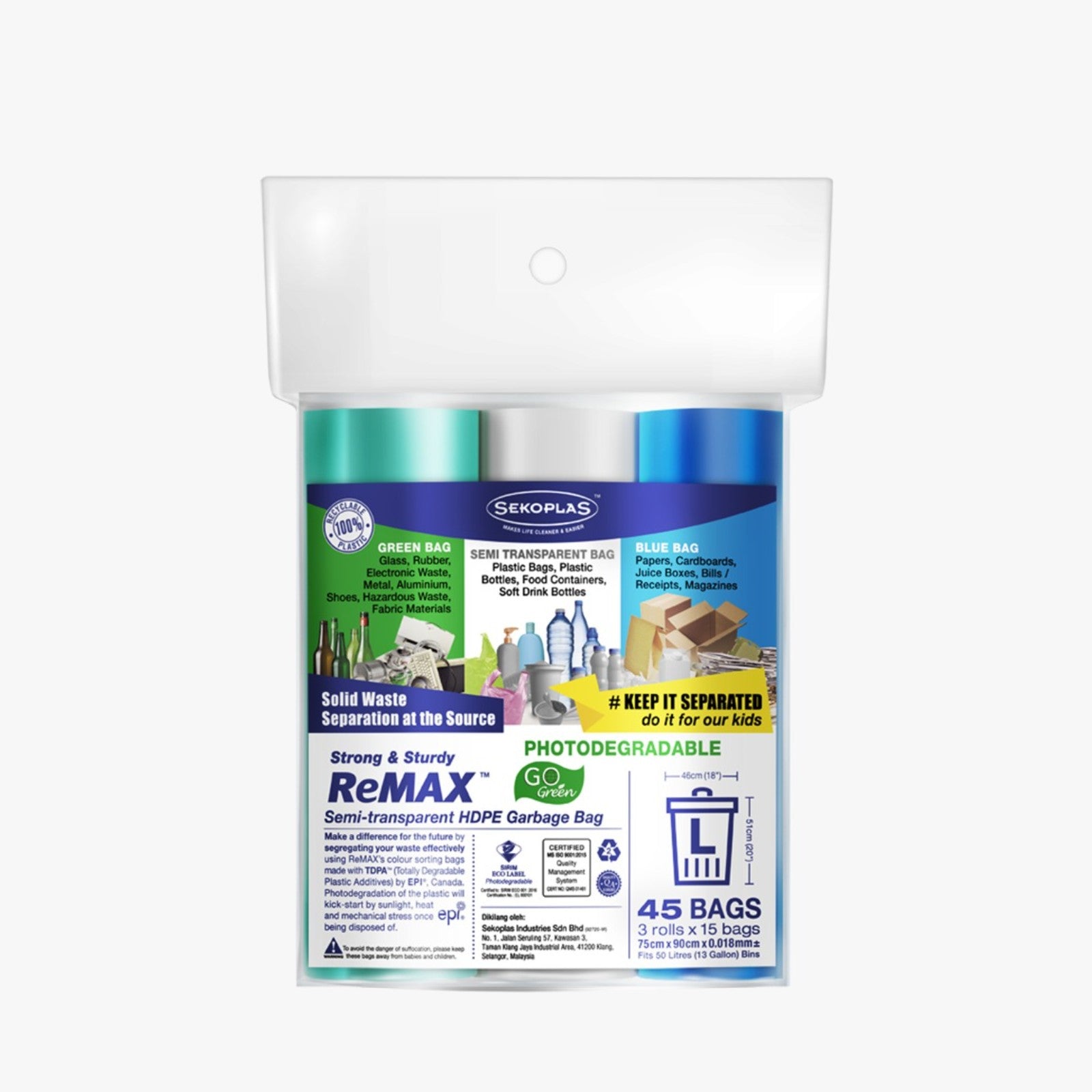 Sekoplas Remax 3 in 1 Roll Large 75 x 90cm x 15 pcs