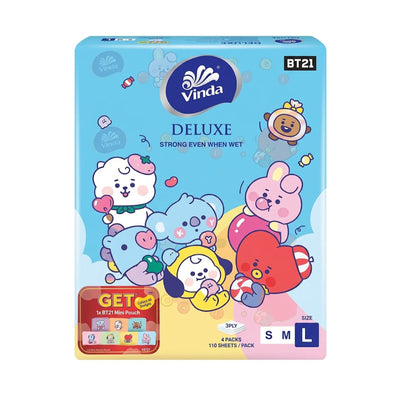 Vinda Deluxe 3ply Facial Tissues Soft Pack 110pcs x 4