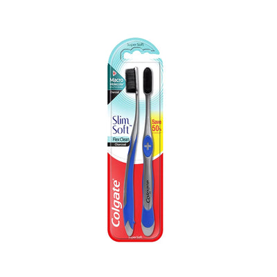 Colgate Slim Soft Flex Clean Charcoal Toothbrush 2pcs/pack