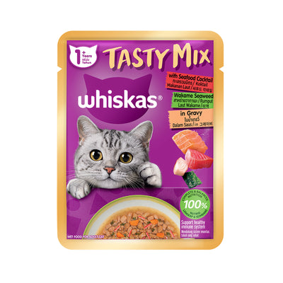 Whiskas Tasty Mix ((Seafood Cocktail, Wakame Seaweed in Gravy) 70g