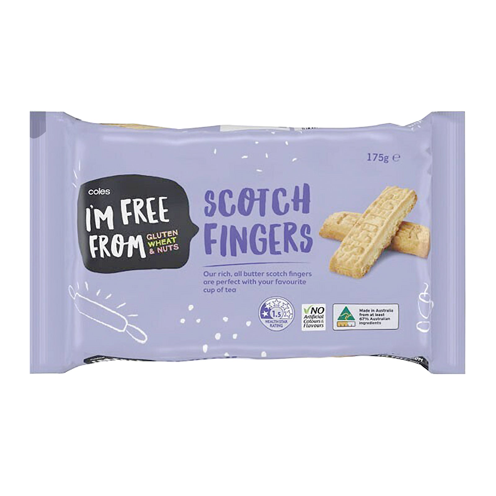 Coles Im Free From Scotch Fingers 175g