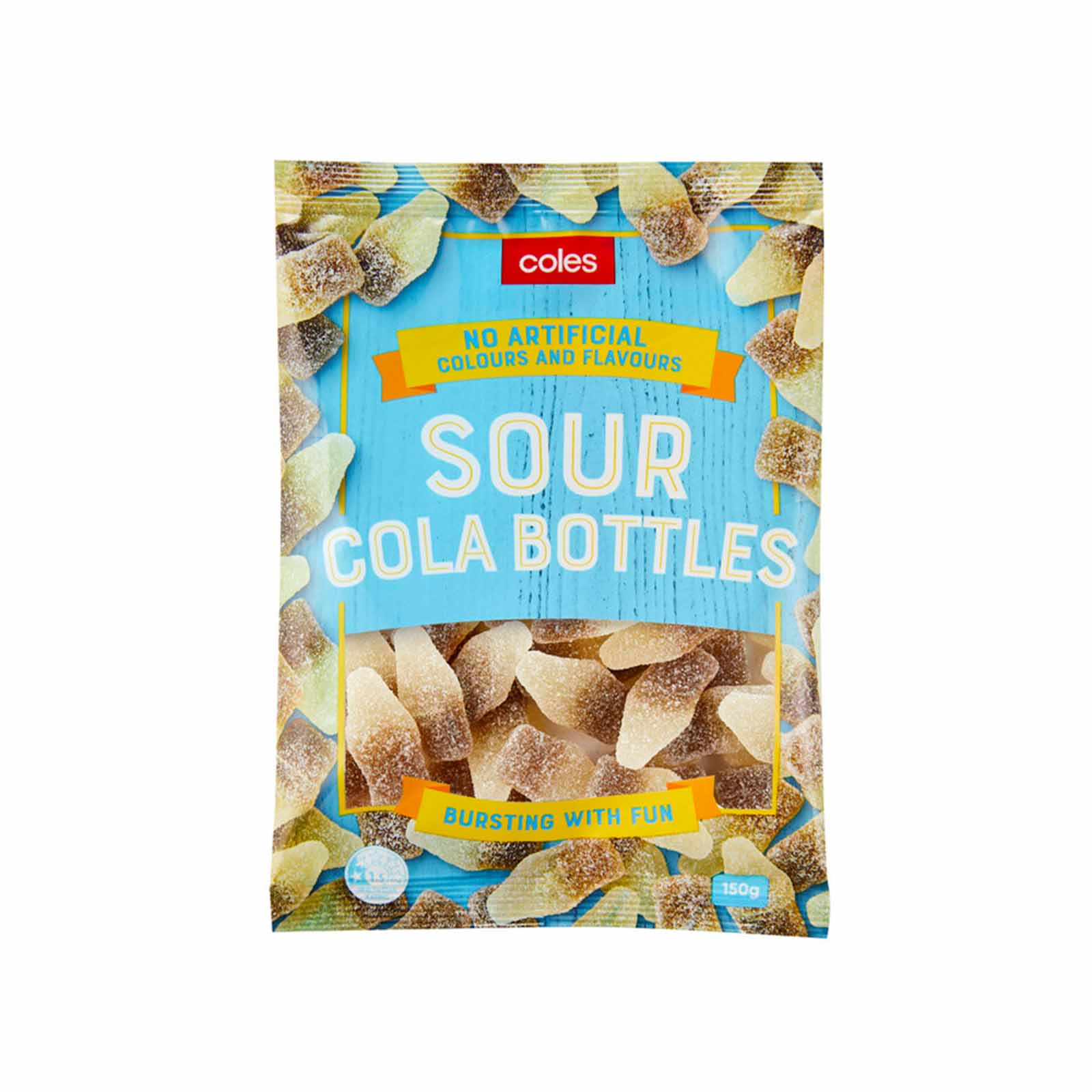 Coles Lollies Sour Cola Bottles 150g
