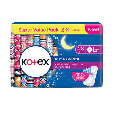 Kotex Soft and Smooth Maxi Night 28cm 16pcs x 3