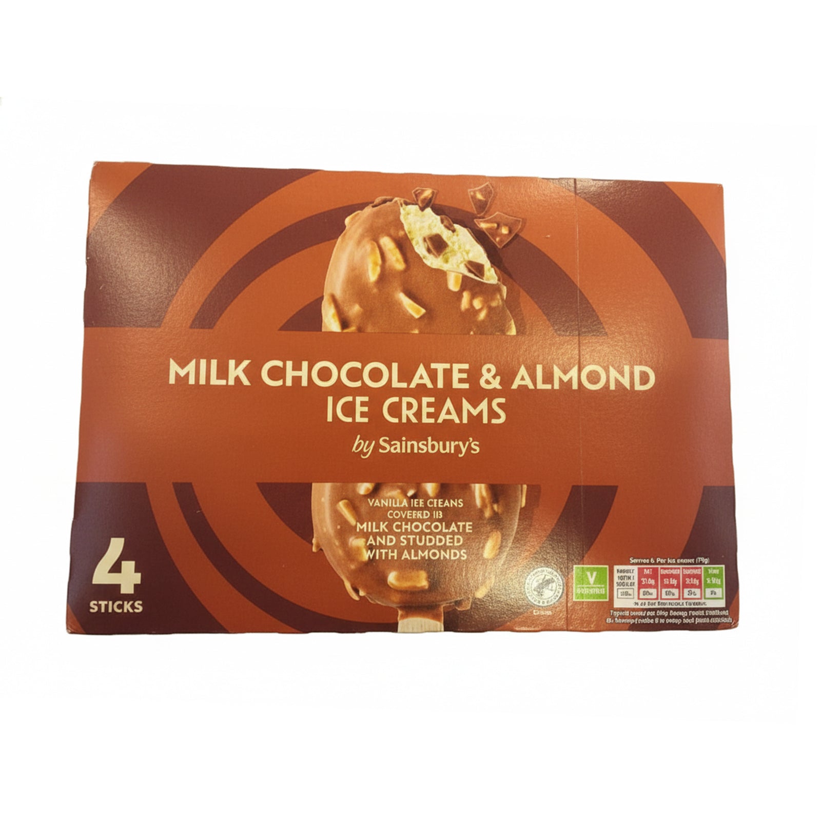 Sainsbury's Milk Chocolate and Almond Ice Cream Sticks 110ml x 4