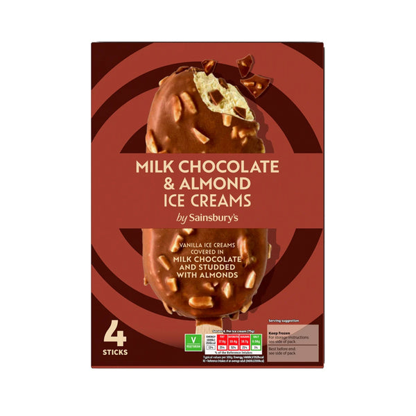 Sainsbury's Milk Chocolate and Almond Ice Cream Sticks 110ml x 4 (highest price)