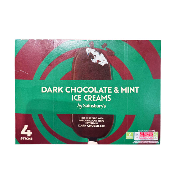 Sainsbury's Dark Chocolate and Mint Indulgence Ice Cream Sticks 110ml x 4