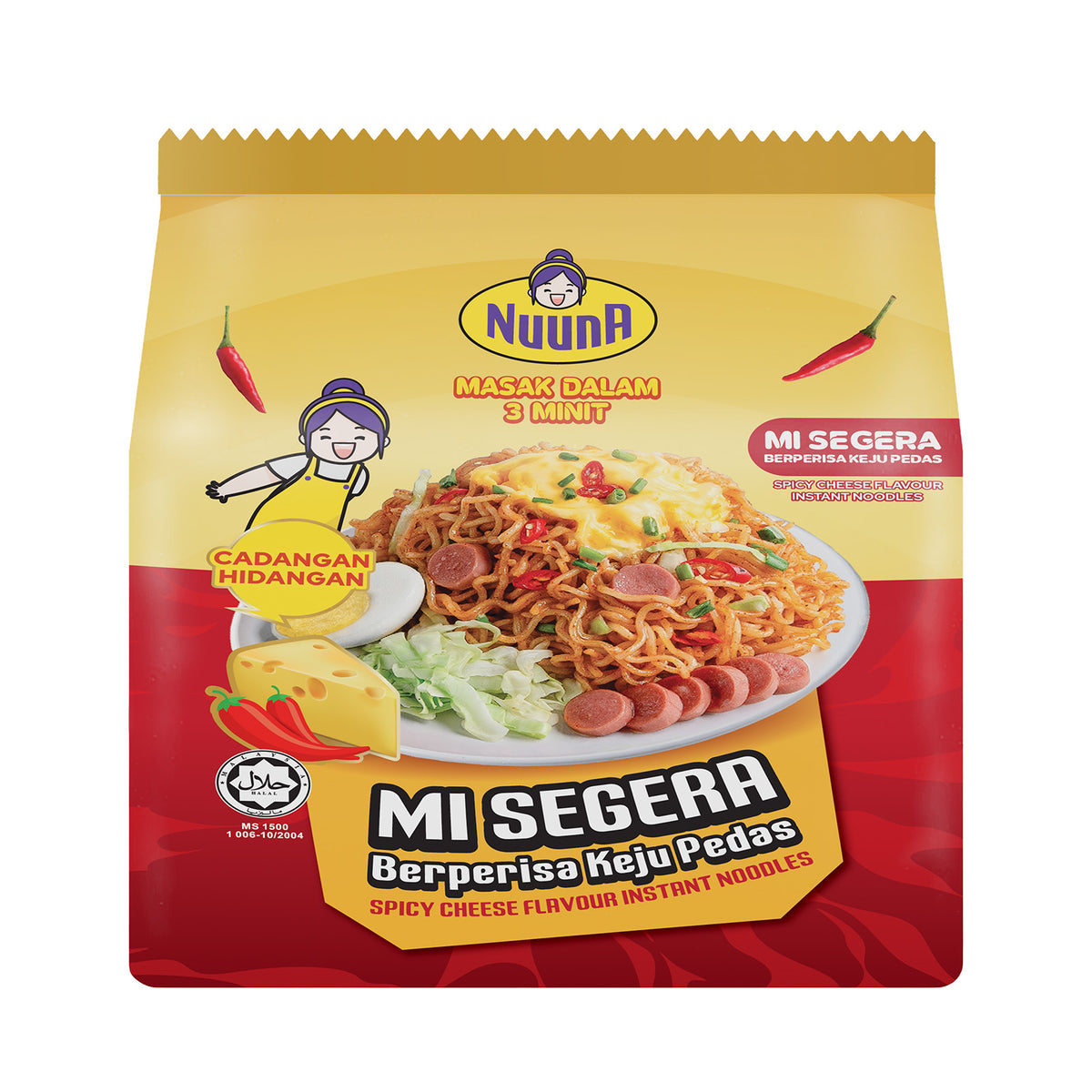 Nuuna Spicy Cheese Dry Instant Noodles 80g x 4