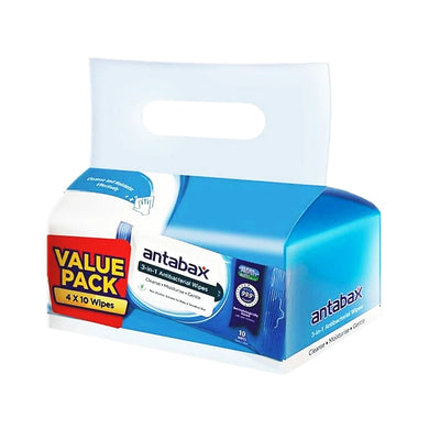 Antabax 3 In 1 Antibacterial Cleansing Wipes 10pcs x 4