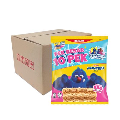 Mamee Monster Noodle Snacks BBQ Flavour Family Pack 20g x 10