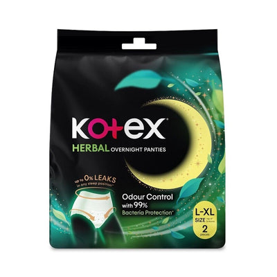 Kotex Overnight Panties Herbal Size L to XL 2pcs/pack