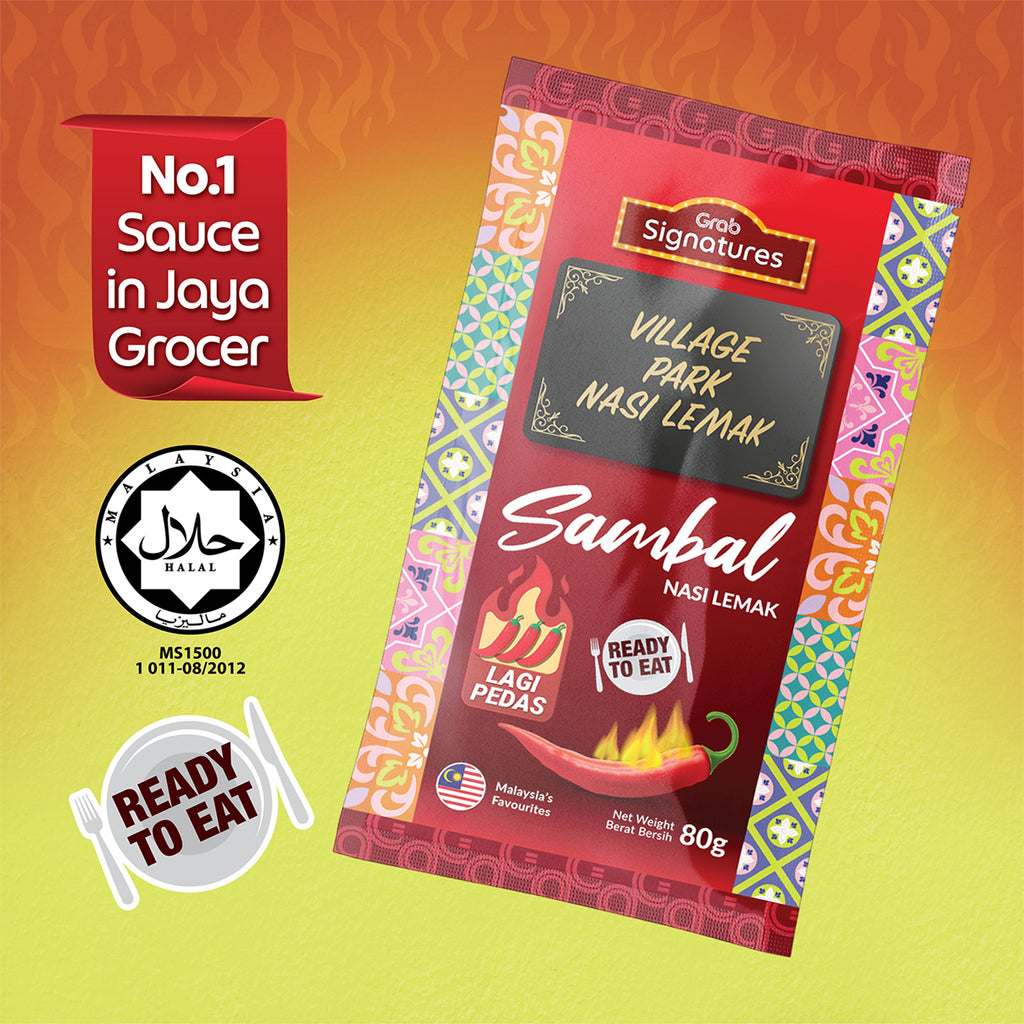 Grab Signatures Village Park Nasi Lemak Lagi Pedas Sambal Sachet 80g