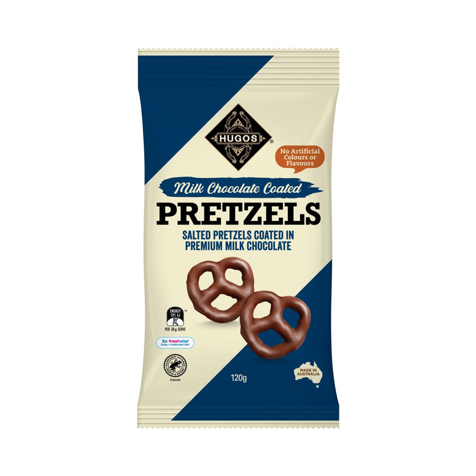 Hugos Milk Chocolate Salted Pretzels 120g
