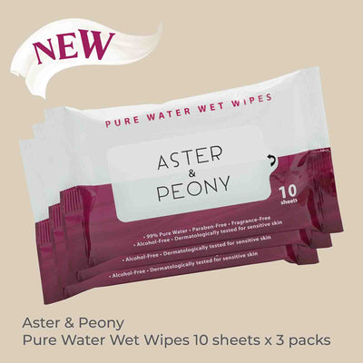 Aster & Peony Pure Water Wet Wipes 10pcs x 3