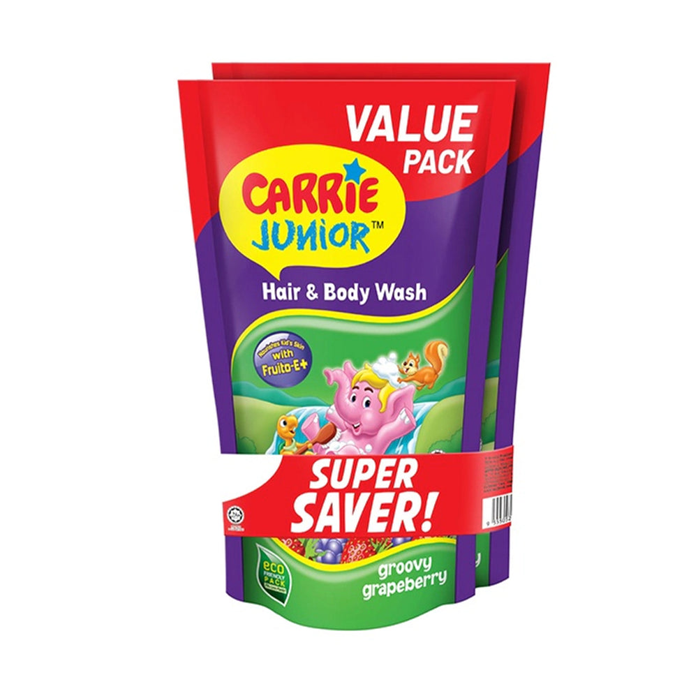 Carrie Junior Hair & Body Wash Groovy Grapebarry Refill Twin Pack 450g