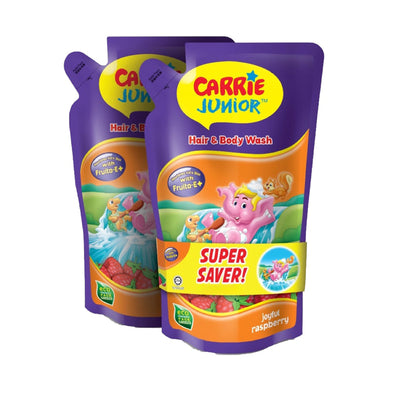Carrie Junior Hair & Body Wash Joyful Raspberry Refill Twin Pack 450g