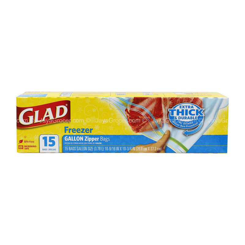 Glad Freezer Gallon Zipper Bags (Large) 15pcs/pack