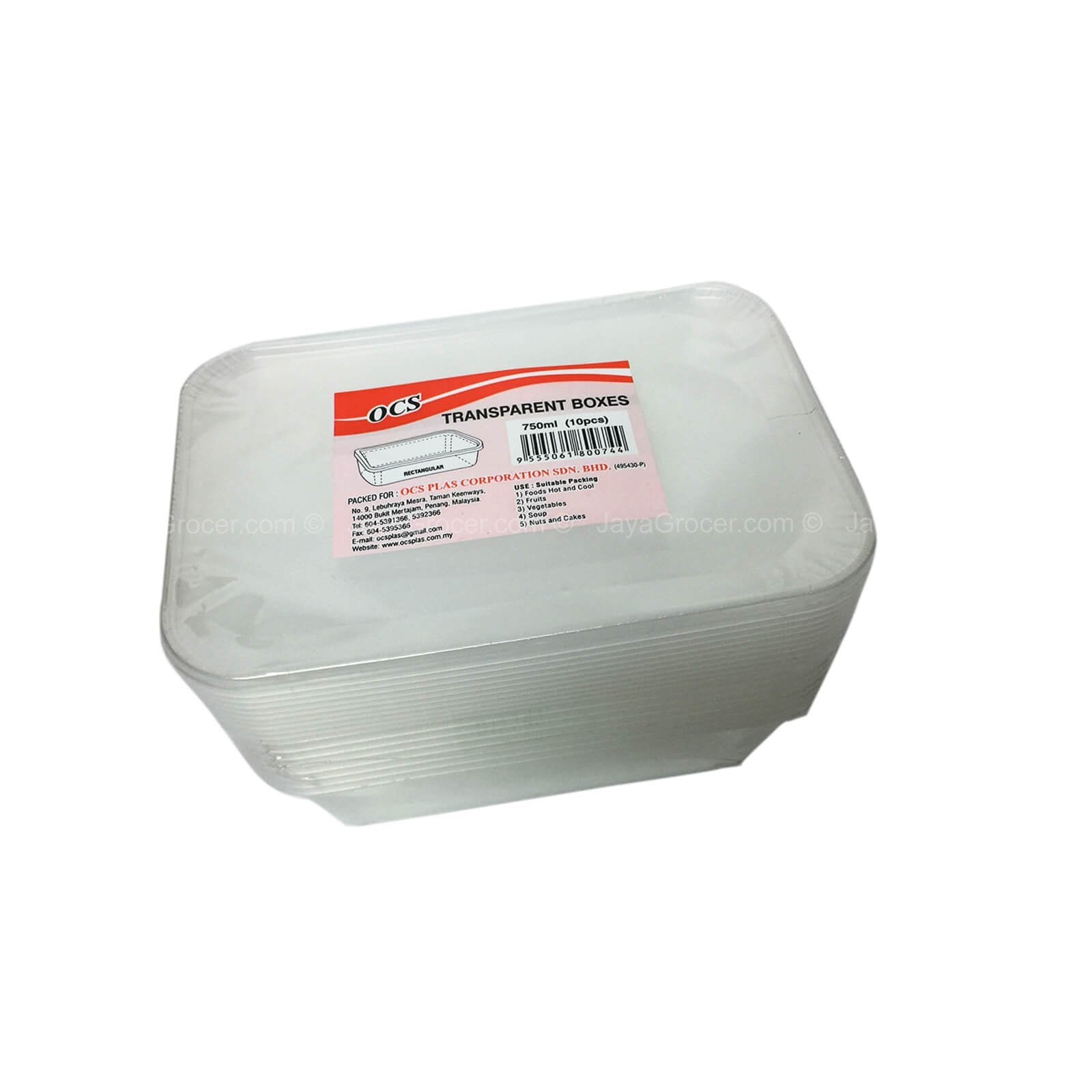 OC Pop Box Rectangular Clear (10pcs/pack) 750ml