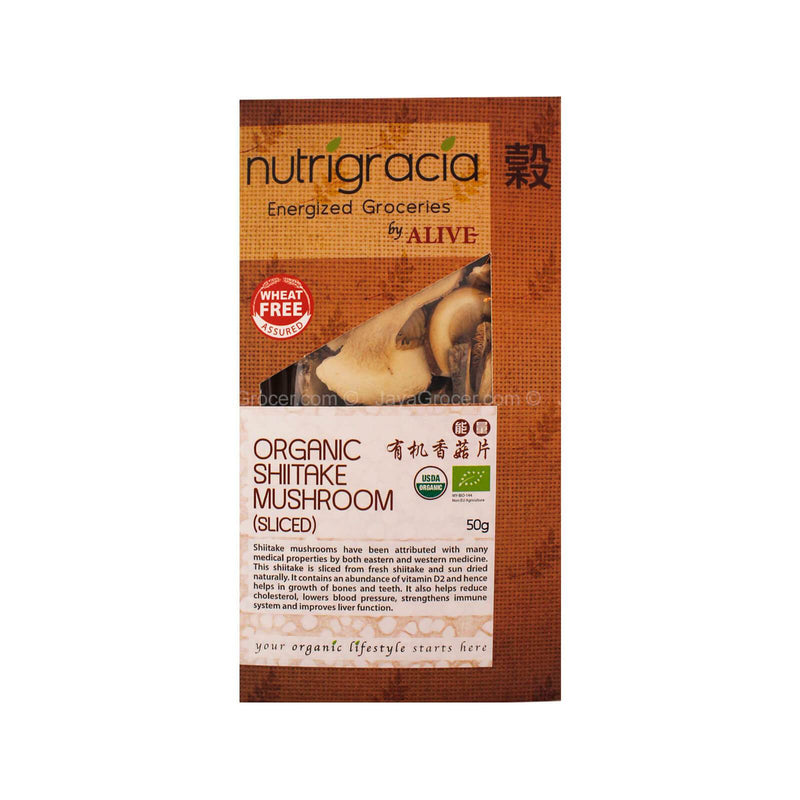 Nutrigracia Energized Groceries by Alive Organic Sliced Shitake Mushroom 50g