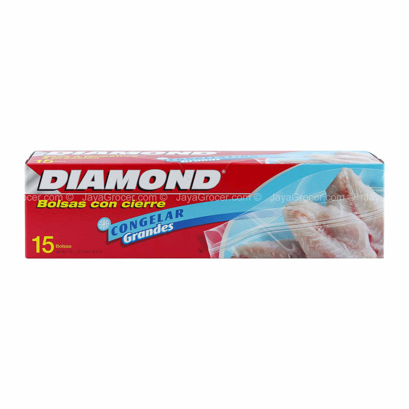 Diamond Freezer Zipper Storage Bags Large 15pcs/pack