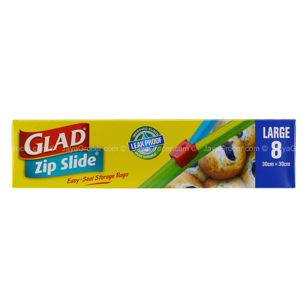 Glad Zip Slide Storage Bag Large 8pcs/pack