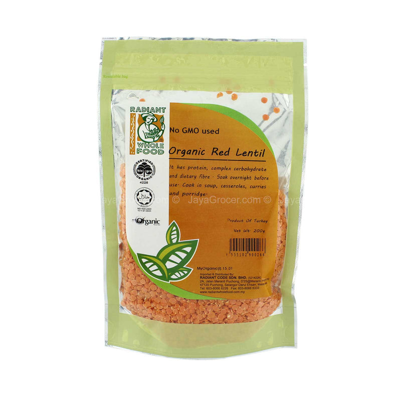 RADIANT ORGANIC RED LENTIL 200G *1