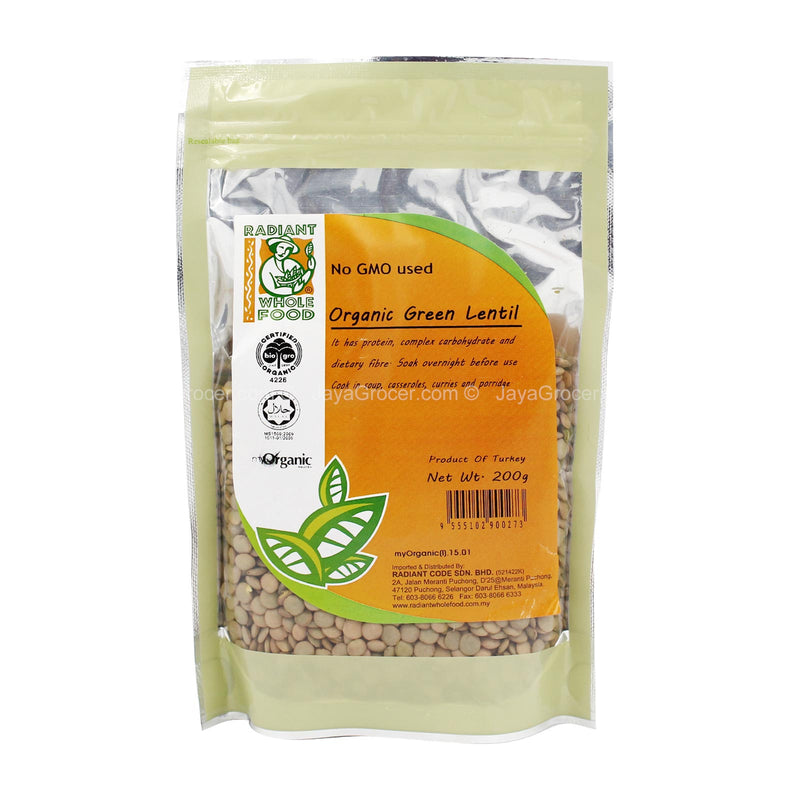 RADIANT ORGANIC GREEN LENTIL 200G *1