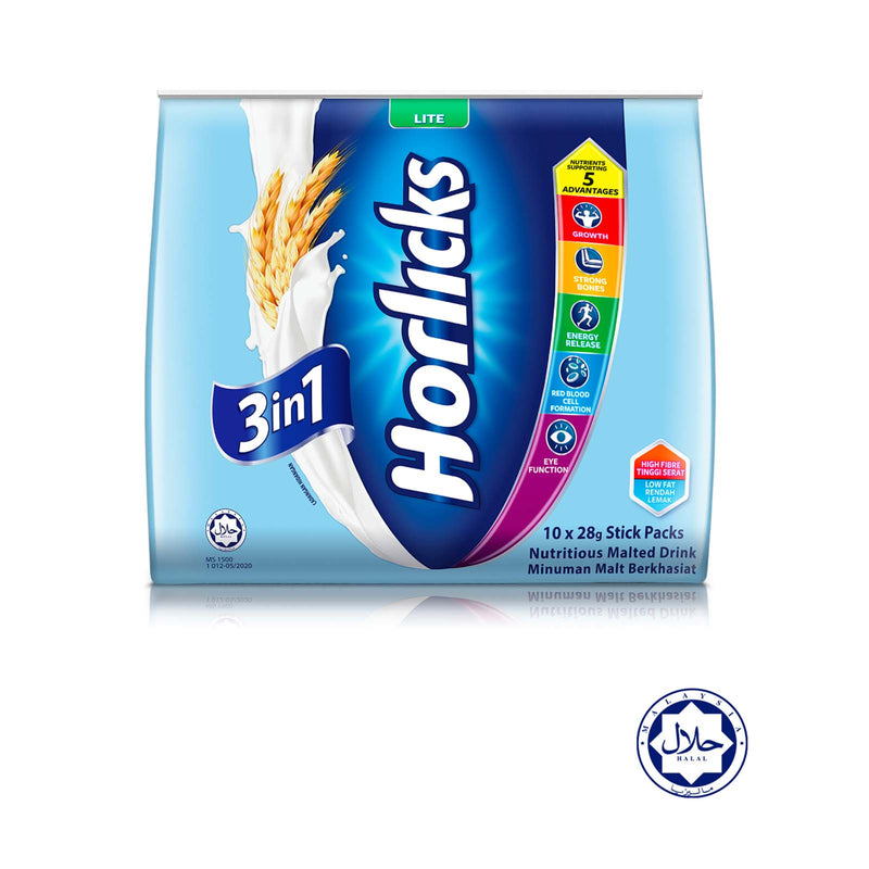 Horlicks 3 in 1 Lite Nutritious Malted Drink 28g x 10