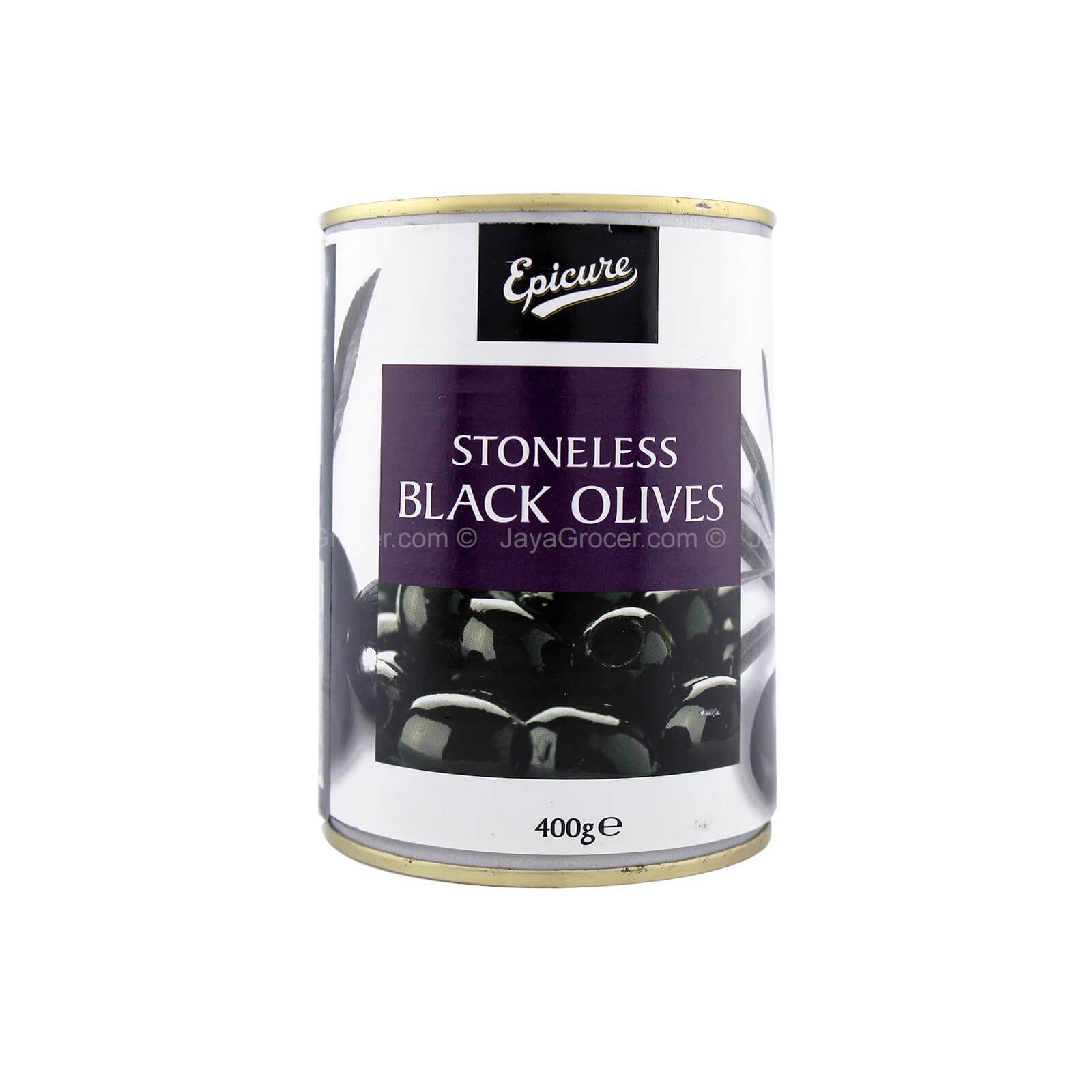 Epicure Stoneless Black Olives 400g