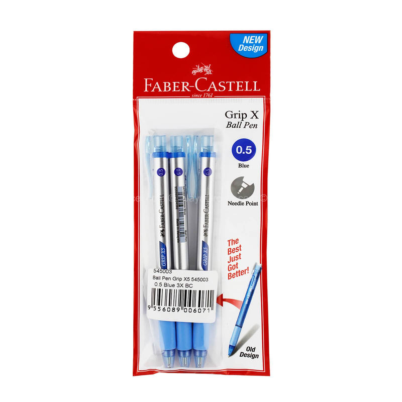 Faber-Castell Grip X Blue Ball Pen 0.5 3pcs