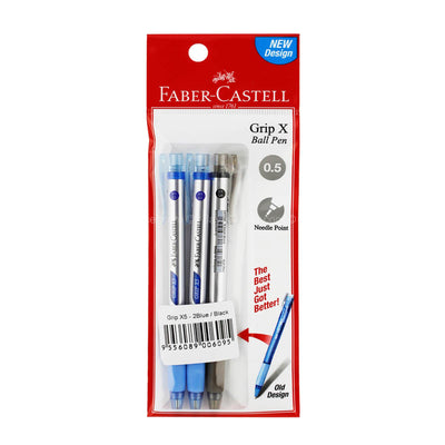 Faber Castell Ball Pen Grip 0.5mm (2 blue/1 black) 1pack