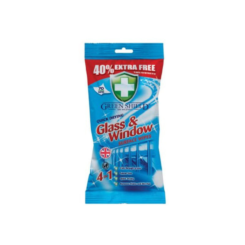 Green Shield Glass & Window Wipes 1pack