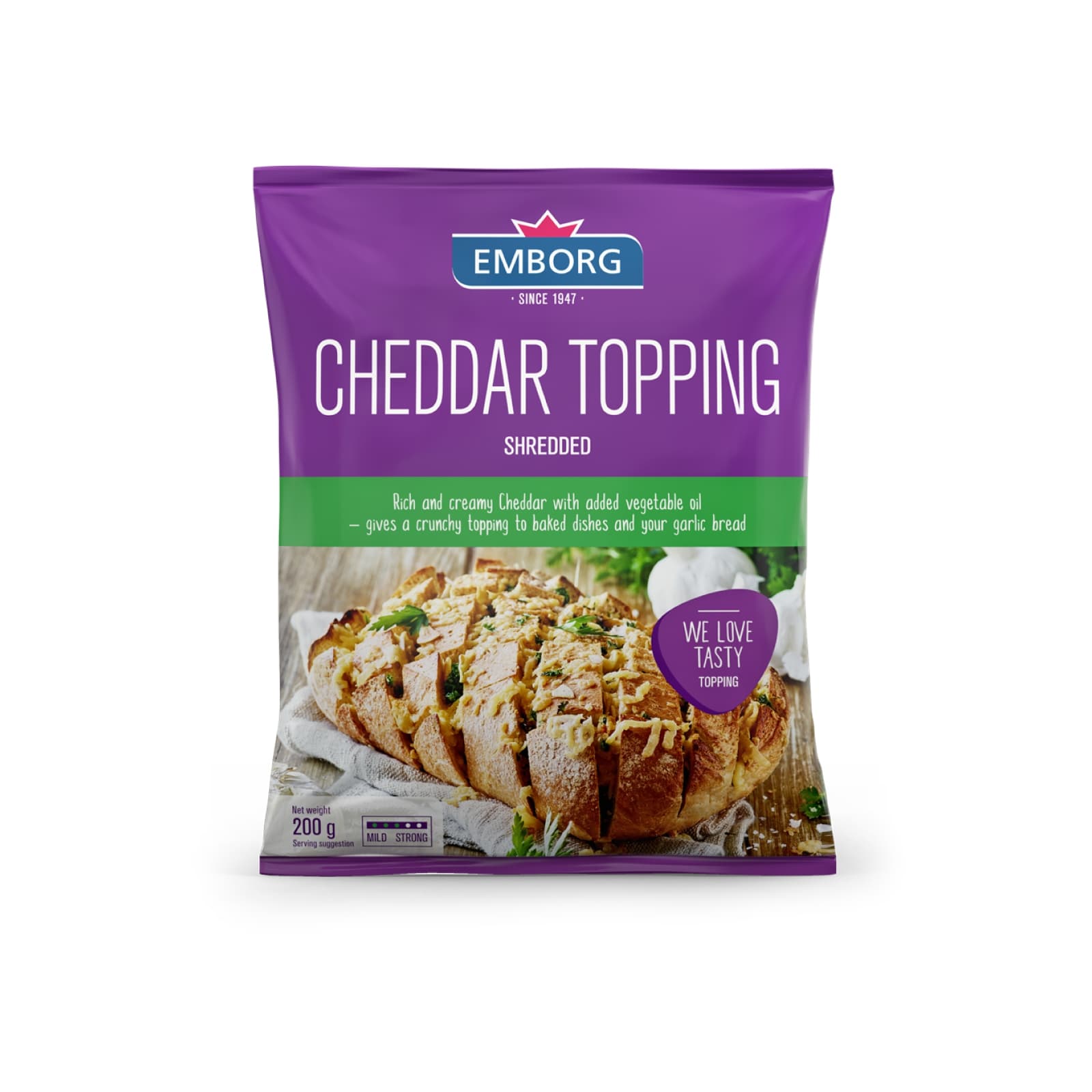 Emborg Cheddar Topping Shredded Cheese 200g