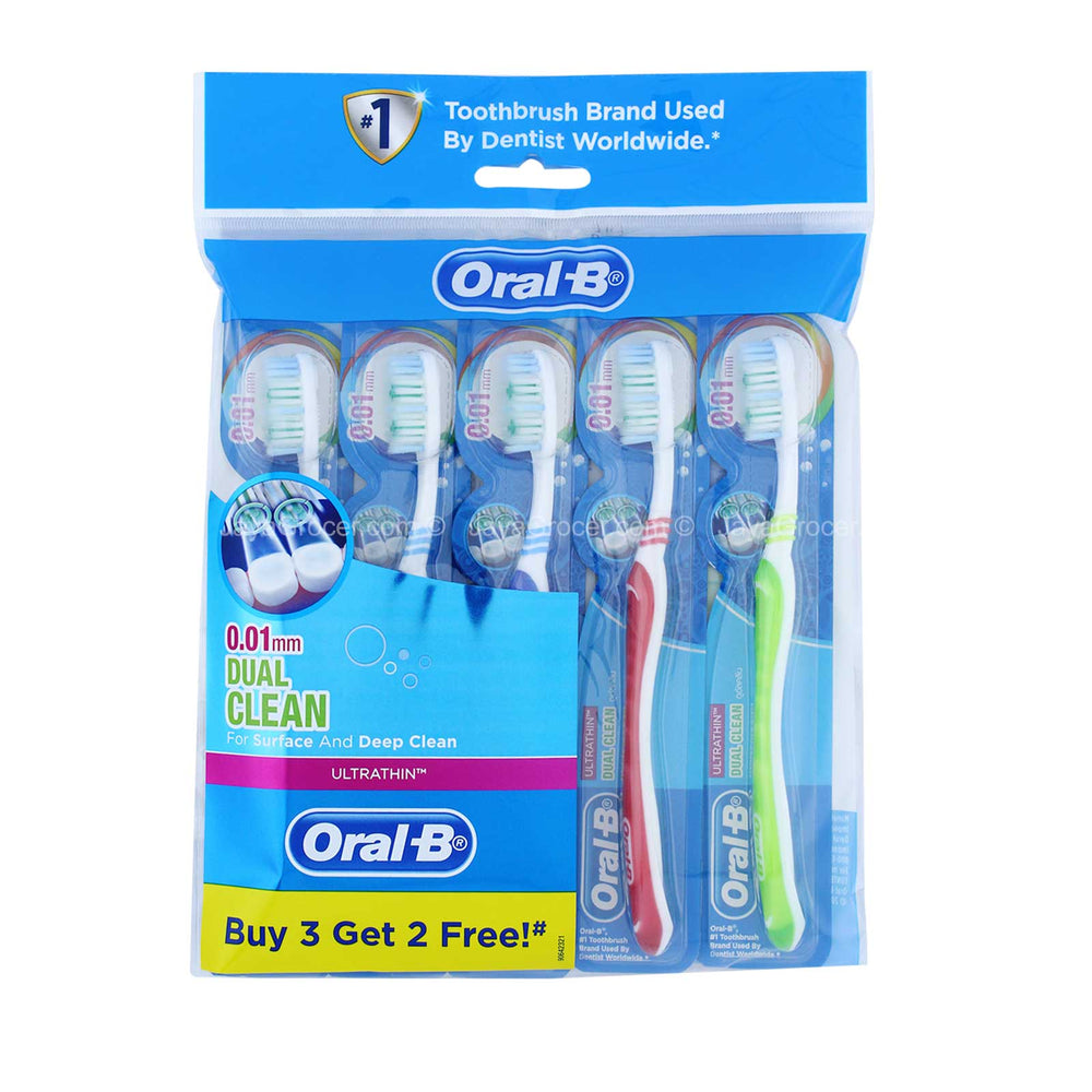 Oral-B Ultra Thin Dual Clean Toothbrush Buy 3 Get 2 Free 1pack