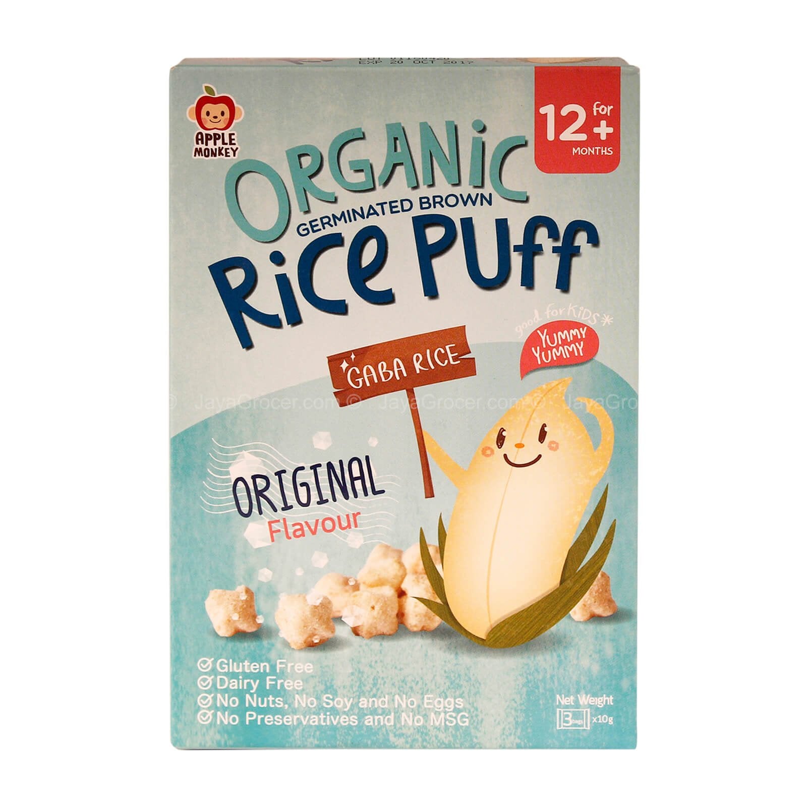 Apple Monkey Organic Germinated Brown Rice Puff Original Flavour 30g