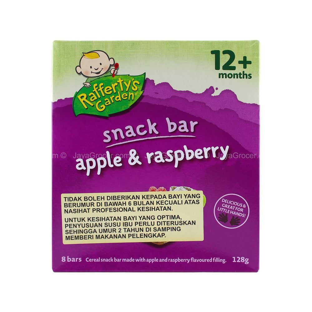 Raffertys Garden Snack Bar Apple and Raspberry 128g