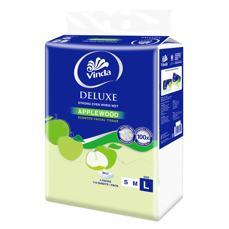 Vinda Deluxe 3ply Facial Tissue Soft Pack (Large) 110pcs x 4